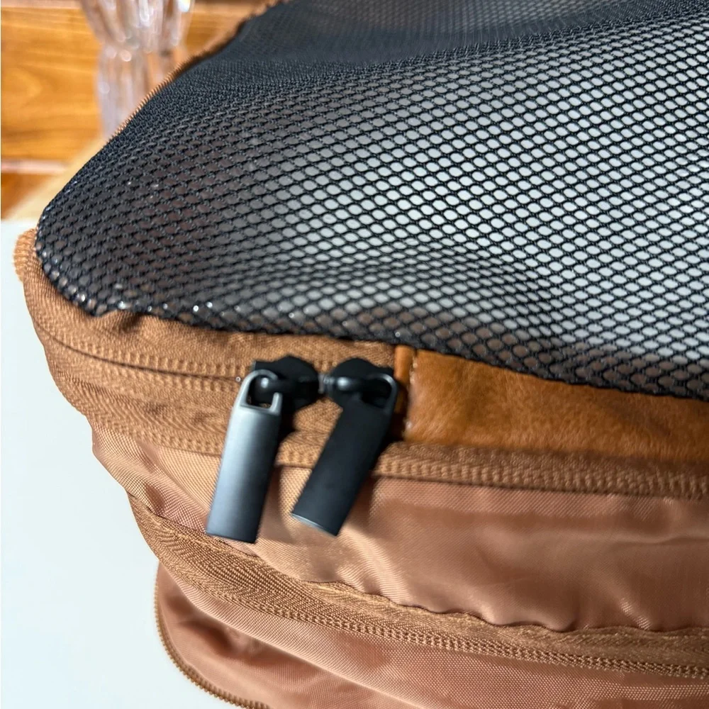 Brown and Black Faux Leather Packing Cube